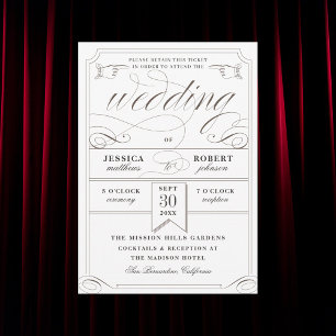 Invitation Mariage Vintage Billet Antique