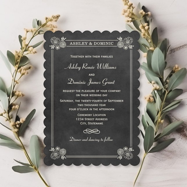 Invitation Mariage vintage Black Chalkboard (Créateur téléchargé)
