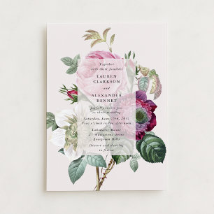 Invitation mariage vintage botanique blanc cassé