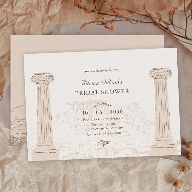 Invitation Mariage vintage brun architecture ancienne (Créateur téléchargé)