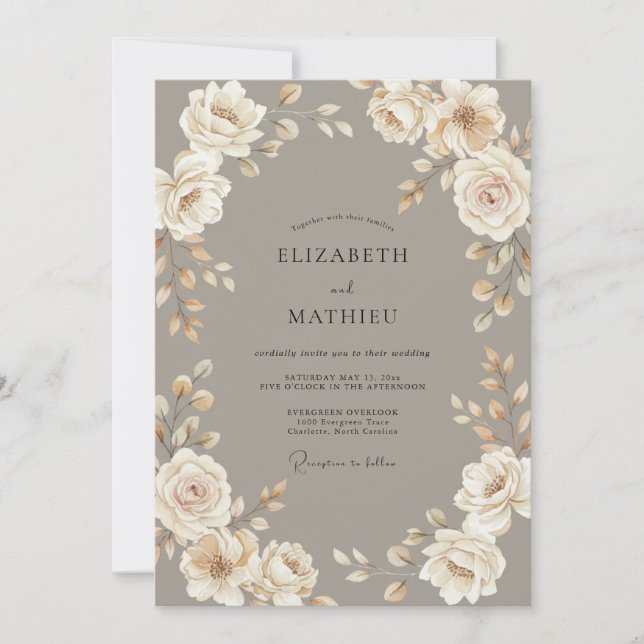 Invitation Mariage Vintage Champignon Raffiné (Devant)