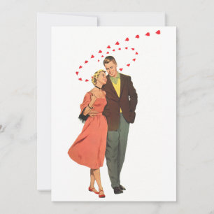 Invitation Mariage Vintage, Cœurs Romantiques Sauvegarder la 