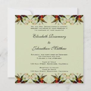 Invitation Mariage Vintage, Colibris et Fleurs