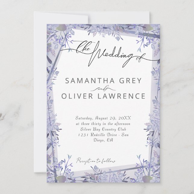 Invitation Mariage vintage d'aquarelle (Devant)
