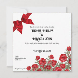 Invitation Mariage vintage de couleur rose rouge