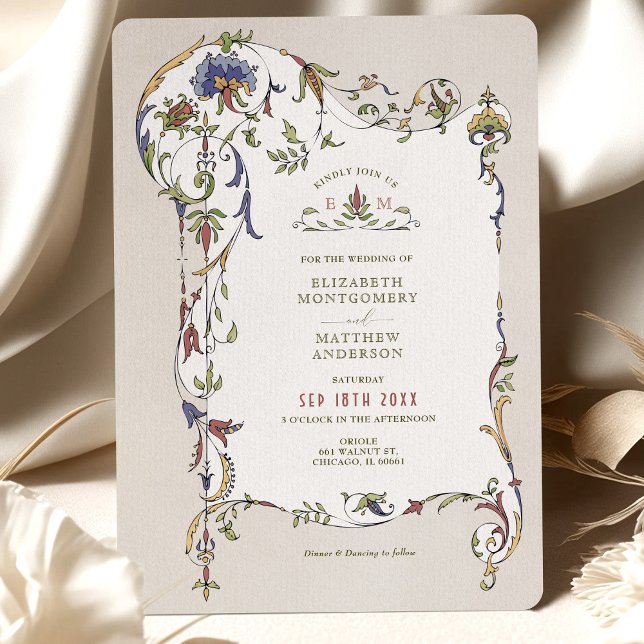 Invitation Mariage vintage de fleurs victoriennes (Créateur téléchargé)