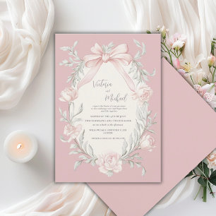 Invitation Mariage Vintage de Sauge Verte Florale avec un Rub