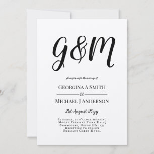Invitation Mariage vintage de typographie de monogramme Kraft