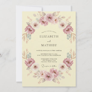 Invitation Mariage Vintage Élégant Mauve