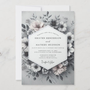 Invitation Mariage Vintage Envoûtant Gris Ardoise