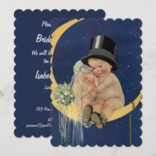 Invitation Mariage Vintage, Fête de Fiançailles Rétro Adorabl