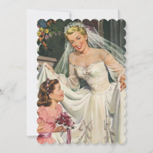 Invitation Mariage vintage, Fête des mariées de mariée rétro