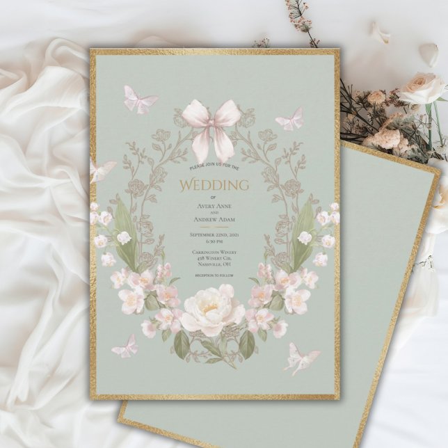 Invitation Mariage Vintage Fleur de Pivoine (Créateur téléchargé)
