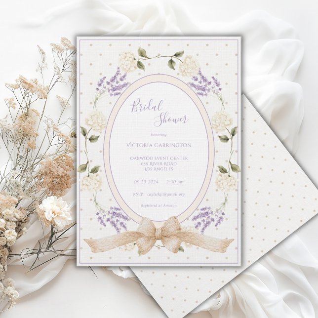 Invitation Mariage Vintage Fleuris Violet Neutre (Créateur téléchargé)
