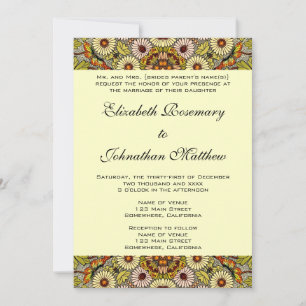 Invitation Mariage Vintage, Fleurs de Jardin Floral Papillons
