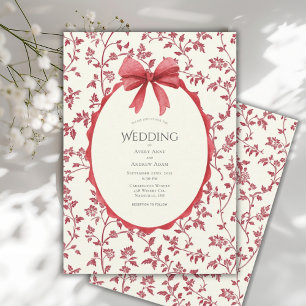 Invitation Mariage Vintage Fleurs Rouges et Vignes