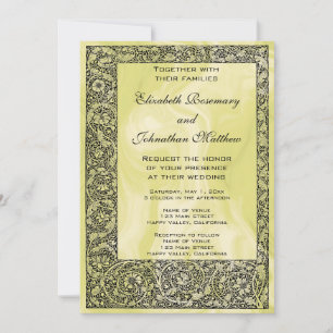 Invitation Mariage Vintage, Fleurs Victoriennes Motif à Enrou