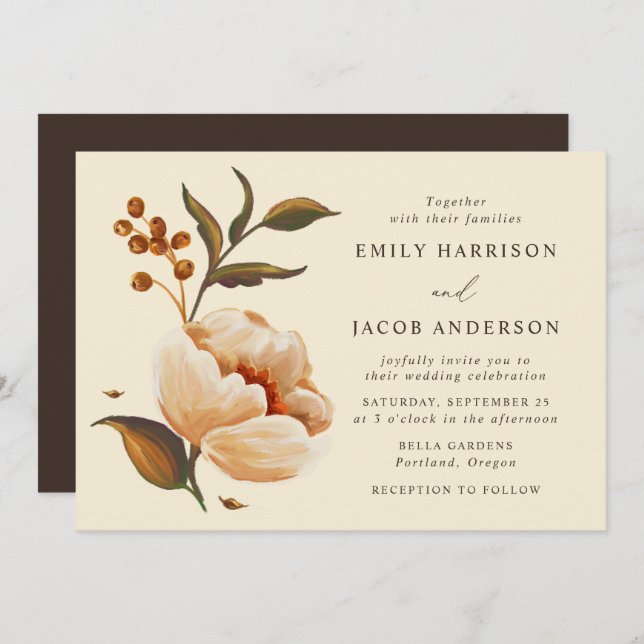 Invitation Mariage vintage Floral Bouquet (Devant / Derrière)