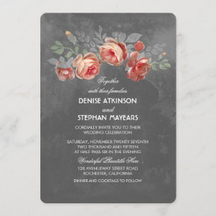 Invitation Mariage vintage Floral Chalkboard
