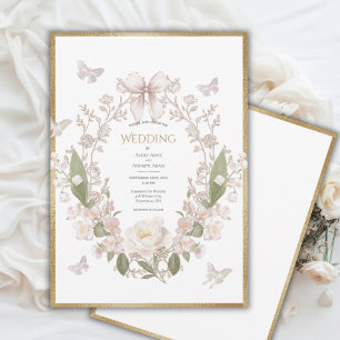 Invitation Mariage Vintage Floral de Pivoine