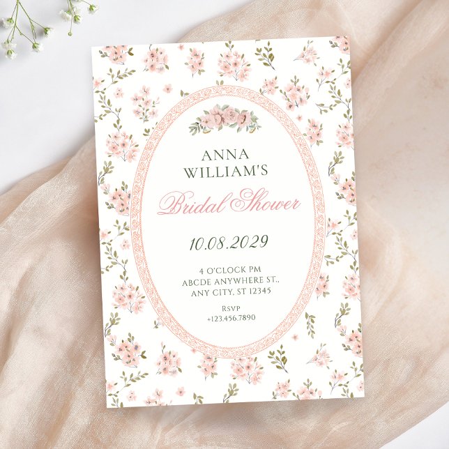 Invitation Mariage vintage floral pastel (Créateur téléchargé)
