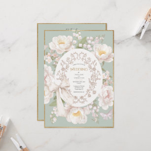 Invitation Mariage Vintage Floral Pivoine Lily Budget