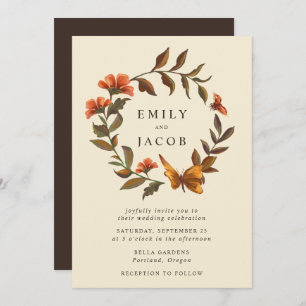 Invitation Mariage vintage Floral Wreath
