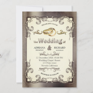 Invitation Mariage Vintage Foil-Gold-Silver-Brass