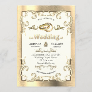 Invitation Mariage Vintage Foil-Gold-Silver-Brass