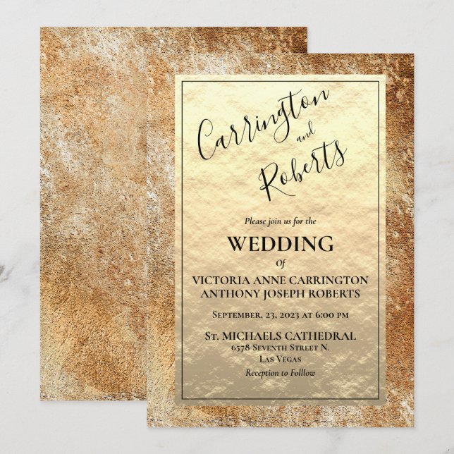 Invitation Mariage vintage Gold Rustic (Devant / Derrière)