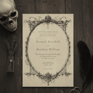 Invitation Mariage Vintage Gothique Toile Noir Tan