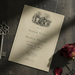 Invitation Mariage Vintage Gothique Toile Noir Tan
