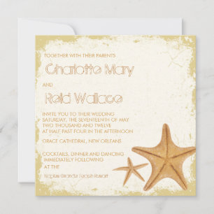 Invitation mariage vintage Grunge Starfish