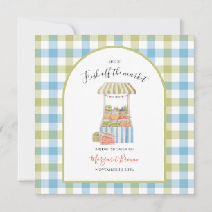 Invitation Mariage vintage hors du marché : vert et bleu