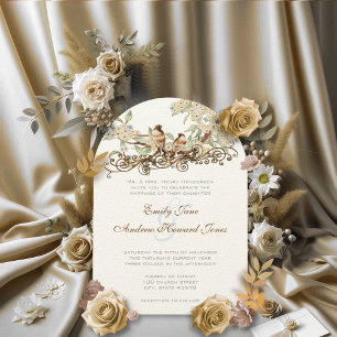 Invitation Mariage Vintage Inséparable bleu et ivoire