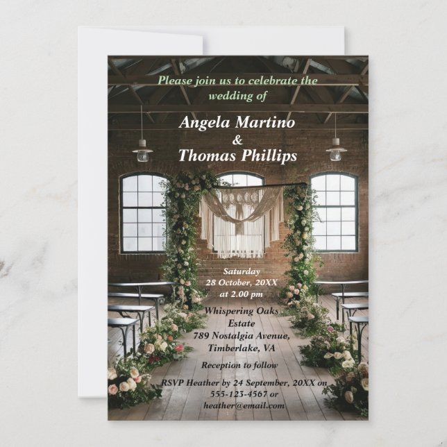 Invitation Mariage vintage intemporel (Devant)