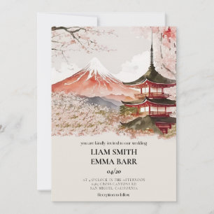 Invitation Mariage Vintage Japonais Fleur de Cerisier Sakura