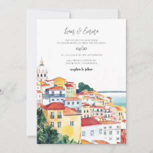 Invitation Mariage vintage Lisbonne Watercolor