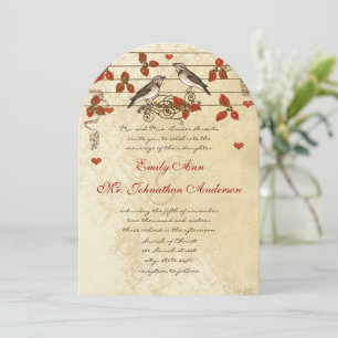 Invitation Mariage Vintage Loisir à feuilles rouges