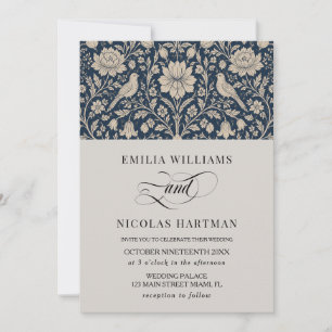 Invitation Mariage Vintage Luxe Taupe Navy