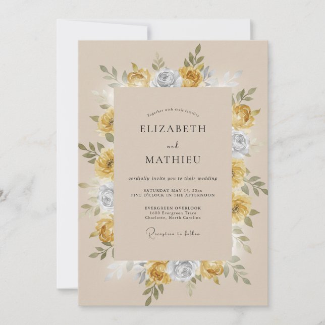 Invitation Mariage Vintage Luxuriant Moutarde (Devant)