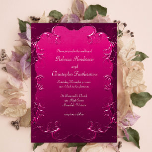 Invitation Mariage vintage Magenta Elegance