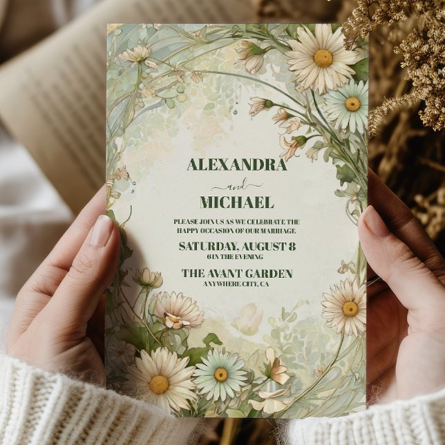 Invitation Mariage vintage Marguerite Daisies (Créateur téléchargé)