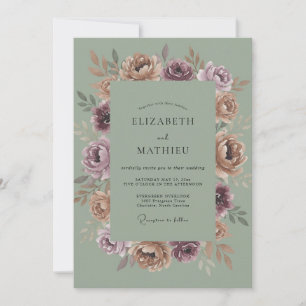 Invitation Mariage Vintage Maussade Vert Sauge