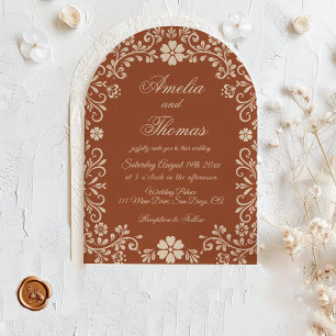 Invitation Mariage Vintage Mexicain Terracotta Talavera