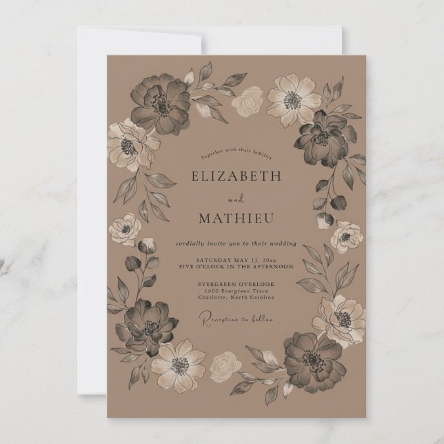 Invitation Mariage Vintage Mocha Humeur (Devant)