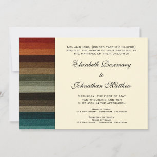 Invitation Mariage vintage, motif chaud de rayures d'automne