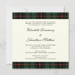 Invitation Mariage Vintage, Motif Moderne Tartan Davidson
