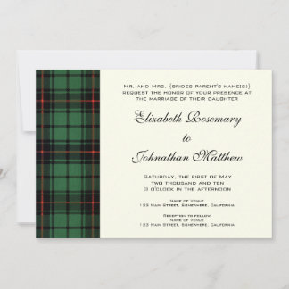 Invitation Mariage Vintage, Motif Moderne Tartan Davidson