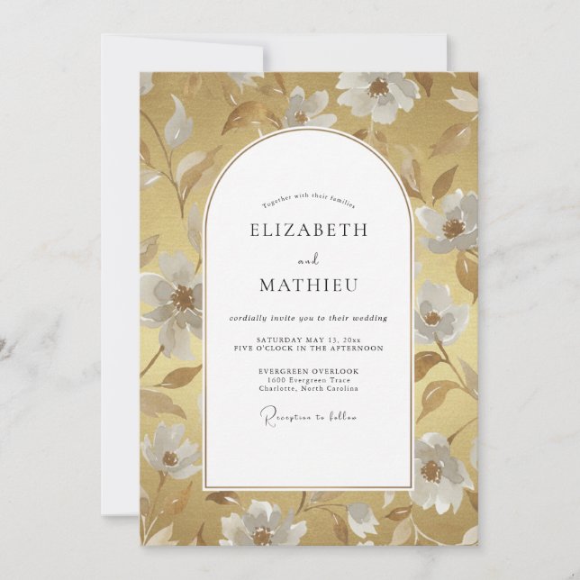 Invitation Mariage Vintage Ochre Raffiné (Devant)